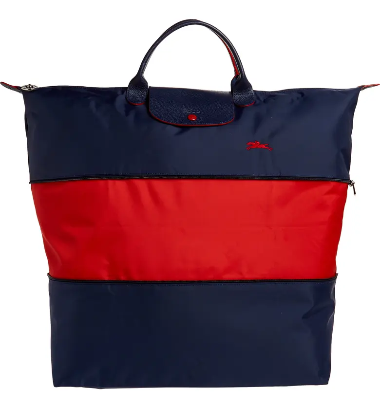 Longchamp Expandable Le Pliage Nylon Large Travel Bag Tote Bag ~NIP~ Navy