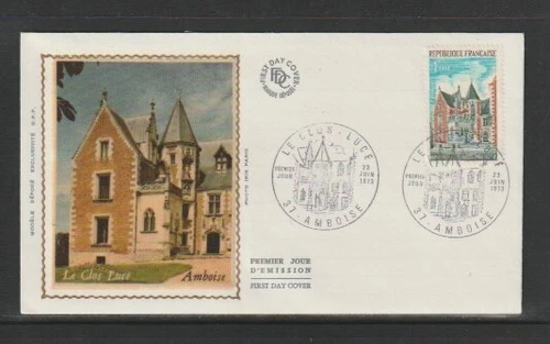 France 1973 SG2008 Silk FDC (Amboise) Tourism-Clos-Luce Palace-Amboise-Da Vinci'