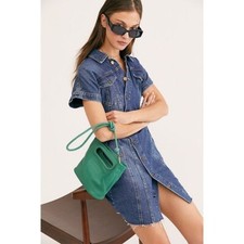Free People The City Denim Short Sleeve Mini Dress, Blue, Medium, RRP $128
