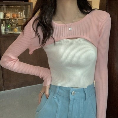 ethnic cropped knitwear