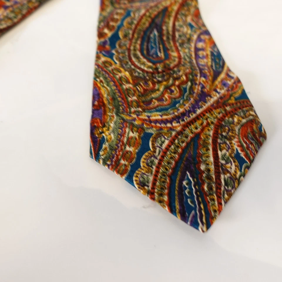 Corbata Paisley Para Hombres Marrón Multi Art Nouveau Seda Western Boho EJECUTIVO DE BOSTON Foto 4 de 4