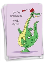Pack of 3 Funny Graduation Cards w/ 5x7" Envelopes (1 Design) - Dragon Graduate