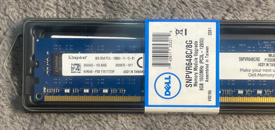KINGSTON Dell SNPVR648C/8G 8GB PC3L-12800 DDR3 None ECC DIMM Memory Brand New - Image 2 of 4