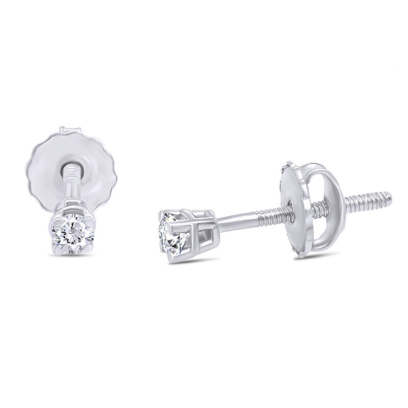 Round Cut CZ Stud Earrings in 925 Sterling Silver Basket Setting  -image