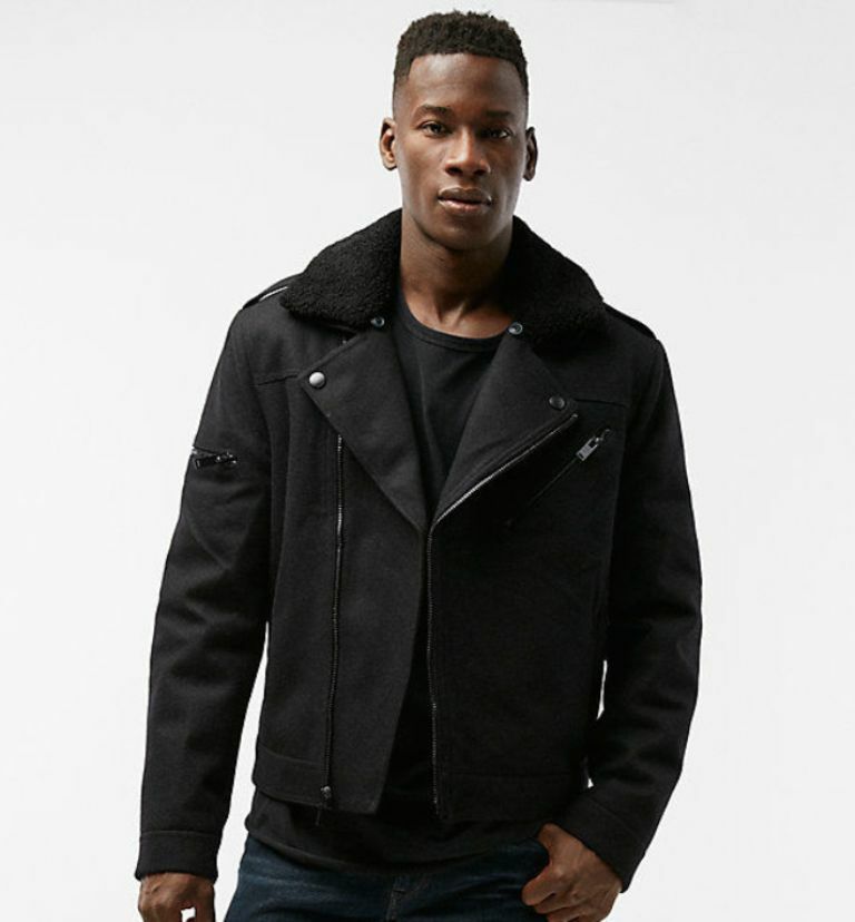 NEW EXPRESS $198 WOOL BLEND FAUX SHERPA 