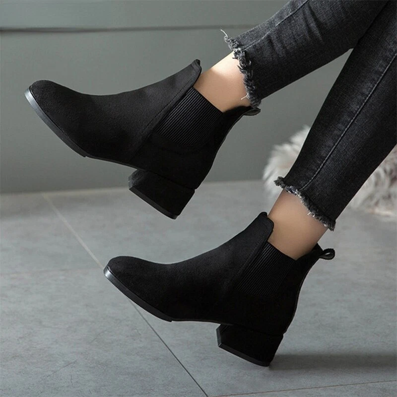 Botines De Para Mujer De Tacón Grueso Cómodos Moda Invierno Lujo | eBay