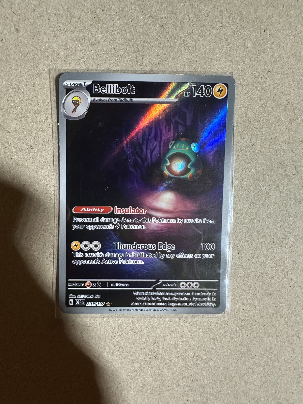 Pokemon Bellibolt 201/197 Obsidian Flames Illustration Rare Holo NM