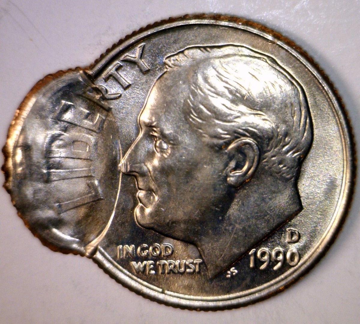 ●Weirdoes From The Planet Of Retardoes 1990d ERROR DOUBLE STRUCK Roosevelt Dime CH AU + Coin RARE
