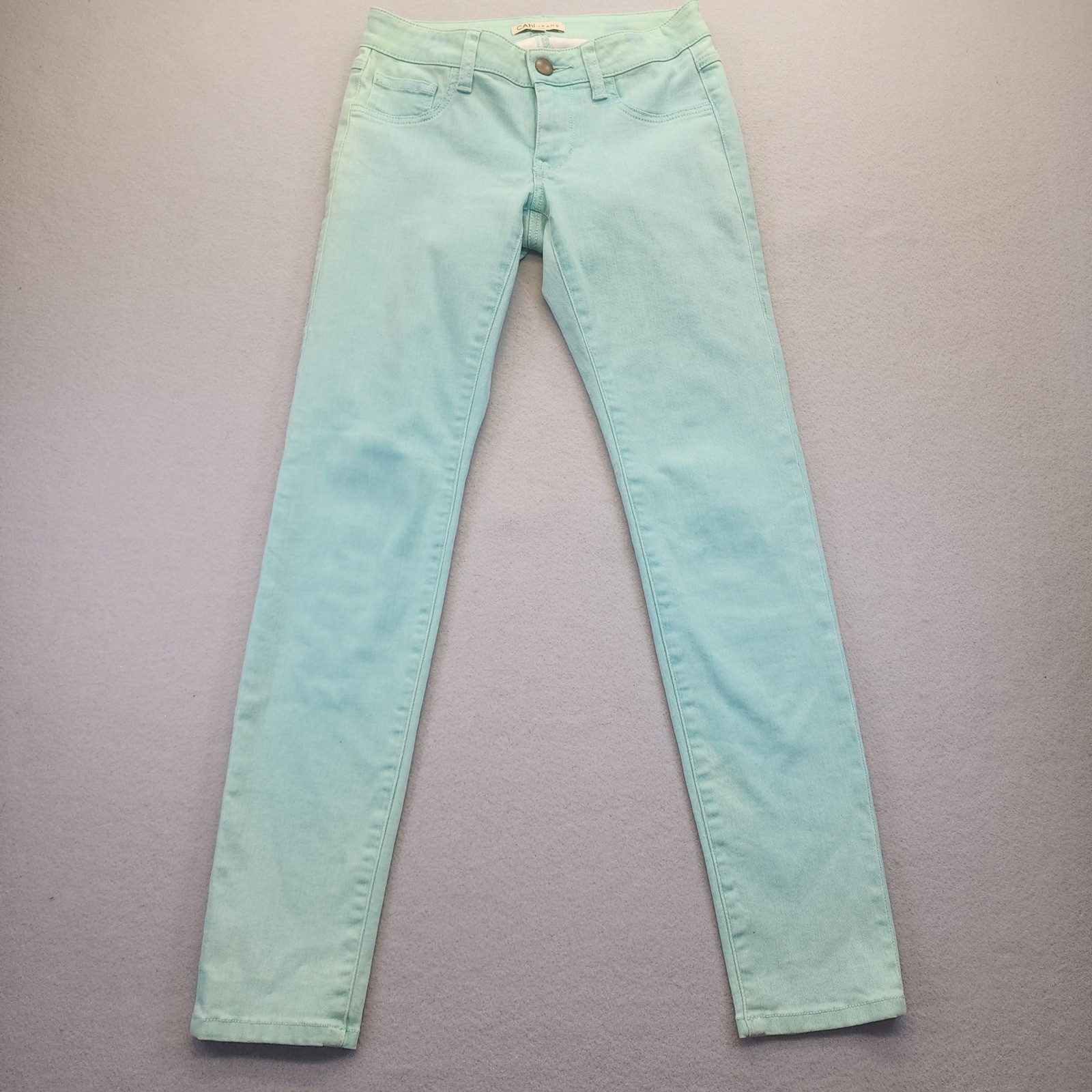 Cabi Jeans 322 Mint Green Slim Fit Stretch Denim Pants Womens Size 0 Pastel