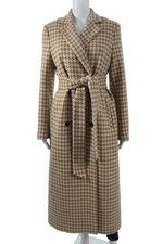 Kiton Women Overcoat Brown Cashmere Check Tie...