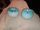 Vintage Fenton Burmese Blue Glass Vase Rose Bowl Lot Of 2