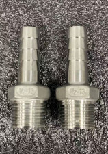 2 Pcs. 1/2" Barbed 13mm 1/2" NPT Male 304 Stainless Steel Barb Hose Fitting