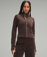 Lululemon Women's Scuba Track Jacket Velvet Cord Espresso Brown Size 4 Athletic
