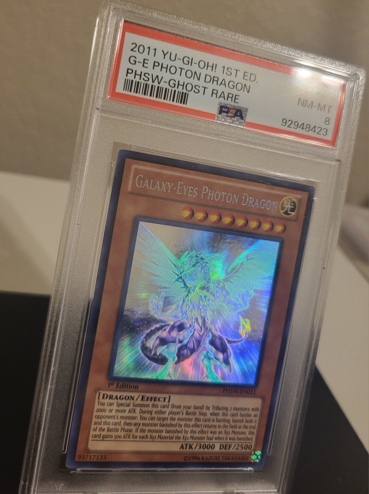 Yugioh Galaxy-Eyes Photon Dragon 2011 PHSW-EN011 Ghost Rare 1st Edition PSA 8 view 7