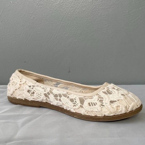 Kelly & Katie Size 7 Maiola Crochet Lace Cream Ballet Flats Cottagecore Wedding - Picture 6 of 10