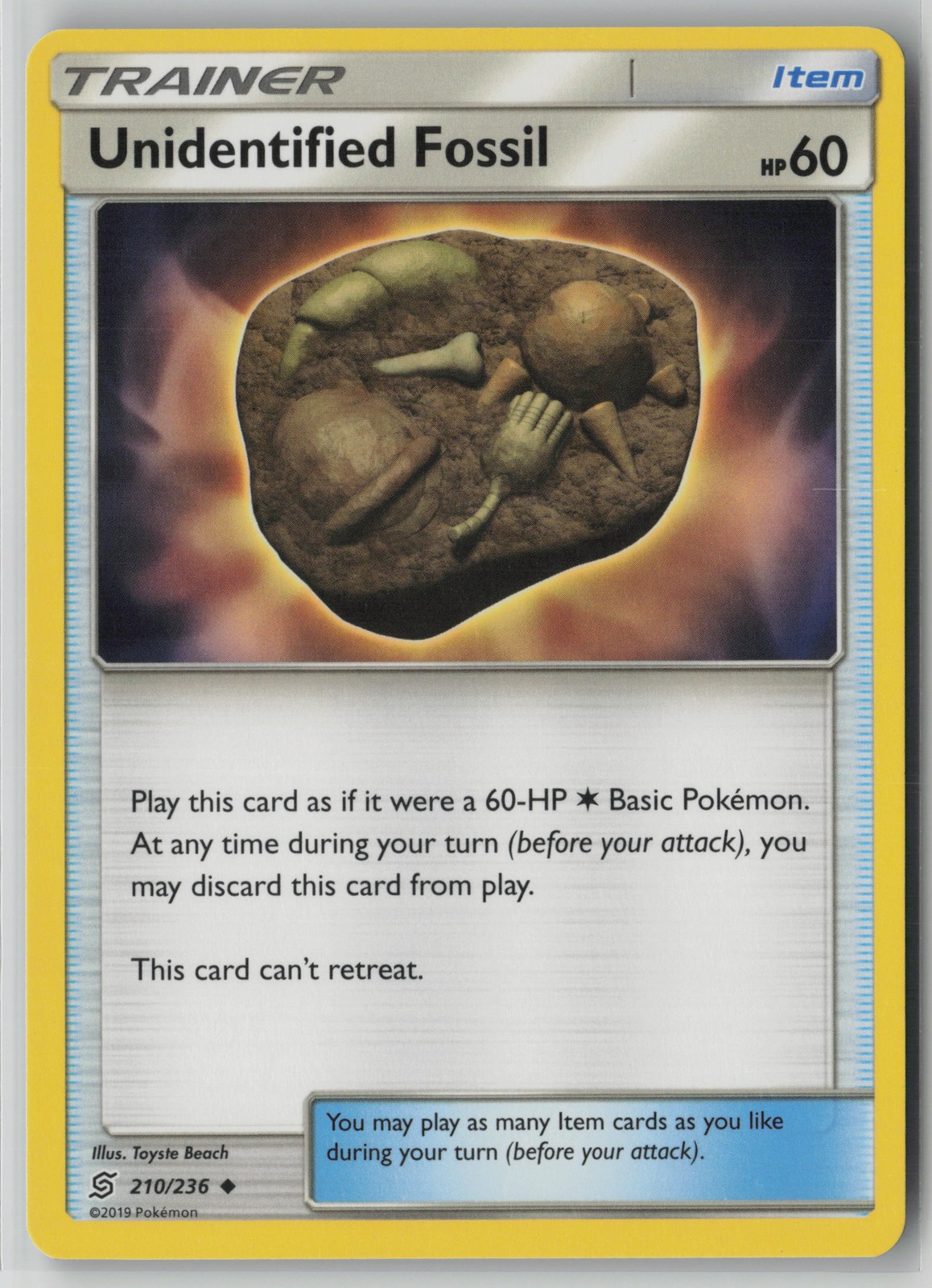 Unidentified Fossil 210/236 Pokemon Unified Minds Uncommon Near Mint Card (NM) 1
