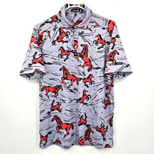 Bad Birdie Dream Ride Golf Polo Shirt Horses Short Sleeve Men's Medium