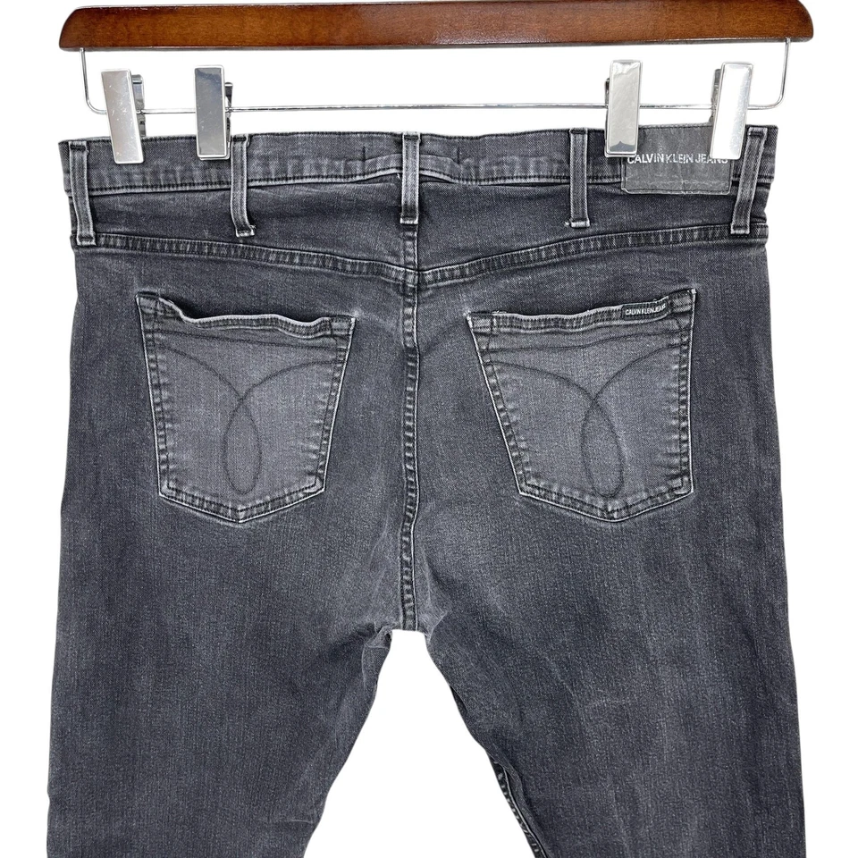 Calvin Klein Jeans Men Size 40x30 Gray Straight Stretch Denim Grunge Biker Punk - Image 4 of 4