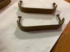 Two Art Deco Vintage Hardware “Step Down”  Brass Handles Pulls  . Orig. Screws — photo 5