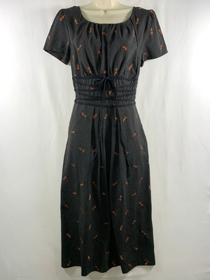 eShakti Custom Womens Milkmaid Embroidered Midi Dress Sz S Dark Cottage  Corset | eBay
