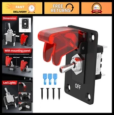 Lighted Toggle Switch 12V DC 20A SPST ON/OFF with LED, Mounting Panel & Safety C