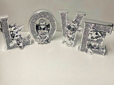 Bling Ornament Free Standing Silver Crushed Love Sign Letters Diamond Crystal