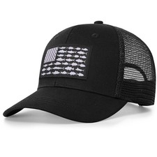 American Fish Flag Trucker Hat, Fishing Gifts for Men, Snapback Fishing Hat P...