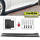 Universal Carbon Look 86.6" Car Side Skirts Extension Rocker Panel Splitter Lip
