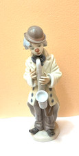 Vintage Lladro Spain Sad Clown Playing Sax Porcelain Circus Figurine #5471