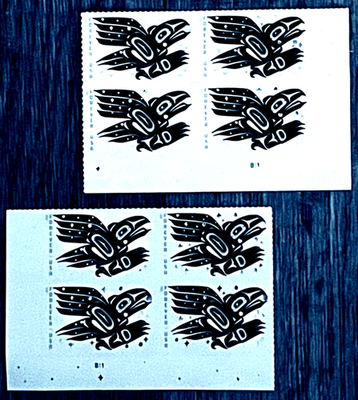 #ad 2 NATIVE AMERICAN RAVEN STORY MINT PLATE BLOCKS W NUMBERS POSTAGE STAMP PB# MNH $7.95