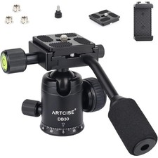 Ball Head with Handle Tripod Ball Head with Quick Release Plates and Clip for...