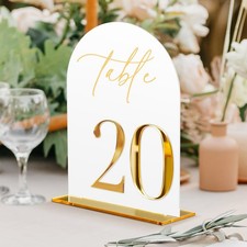 Hoodo White Arch Acrylic Wedding Table Numbers 1-20 5"x7"