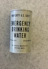 US Government Emergency Drinking Water in Can