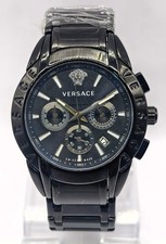 Awesome VERSACE Black Dial Chronograph Date Indicator Quartz Men's wrist Watch