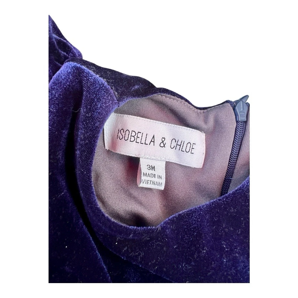 Vestido de fiesta o fiesta elegante de terciopelo brillante, talla 3 meses, Isobella & Chloe Foto 3 de 4
