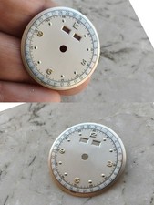 50s TRIPLE CALENDAR ORIGINAL BI-TONAL WATCH DIAL UHREN QUADRANTE OROLOGIO 32,2mm