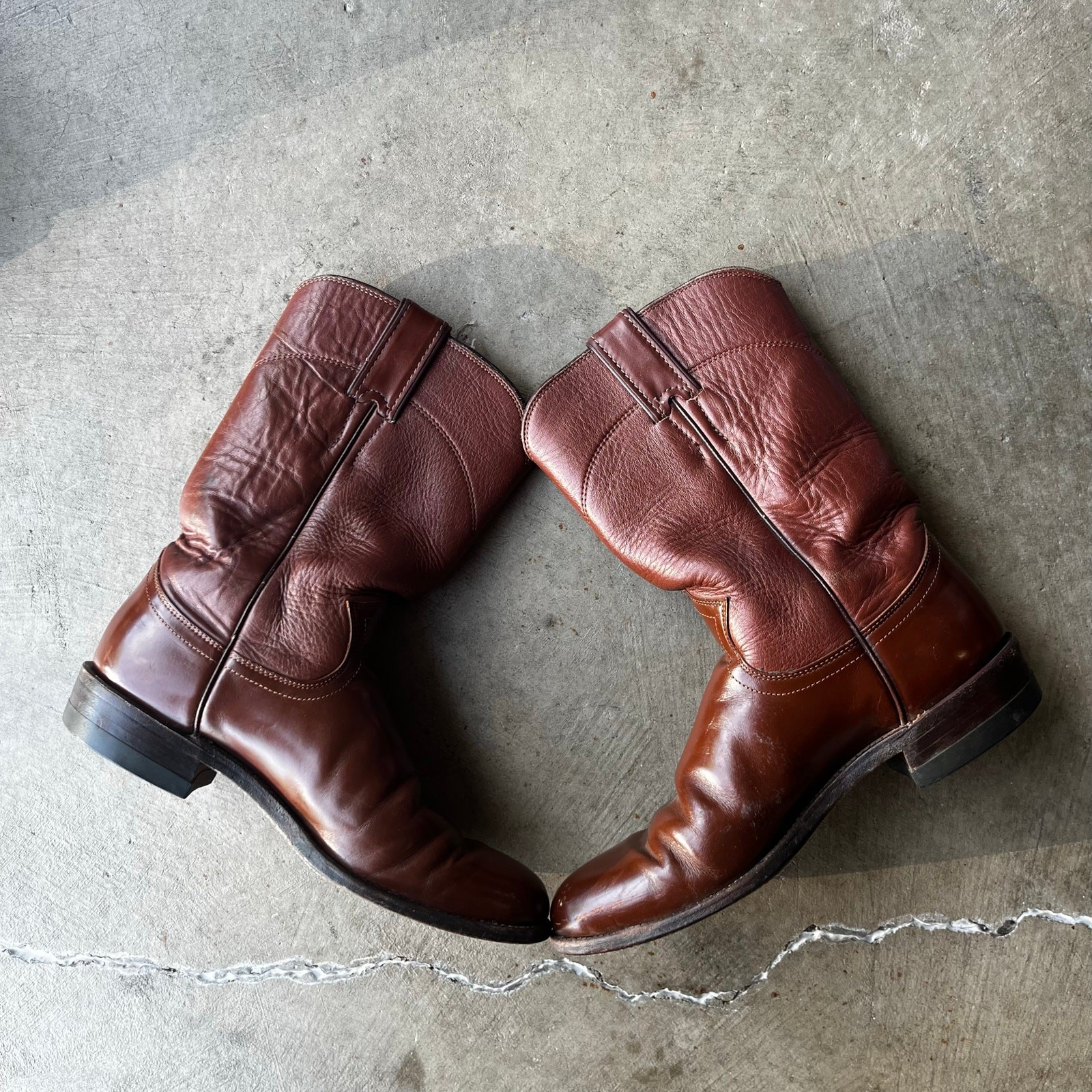 Vintage Justin Leather Brown Cowboy Boots Women's Western Size 6.5R