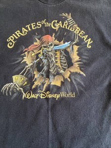 Vintage Walt Disney World Pirates Of The Caribbean 2-Sided Shirt Youth Large