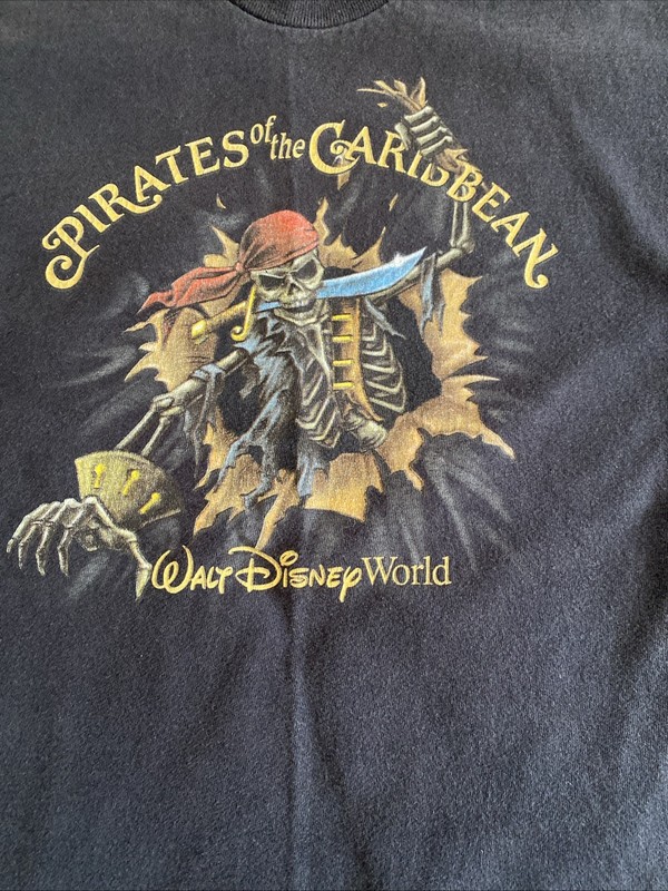 Vintage Walt Disney World Pirates Of The Caribbean 2-Sided Shirt Youth Large