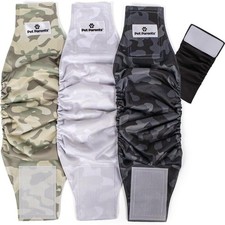 Pet Parents Washable Belly Bands for Male Dogs 3pack Camo Sz. L