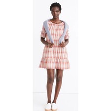 Madewell Women's Plaid Ruffle Hem Popover Mini Dress Multicolor Size M
