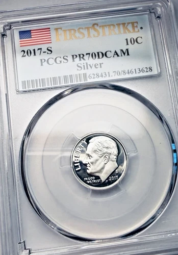 2017-S SILVER PROOF US 10c ~ Perfect PCGS PR70 DCAM ~ First Strike ~ Stunning!