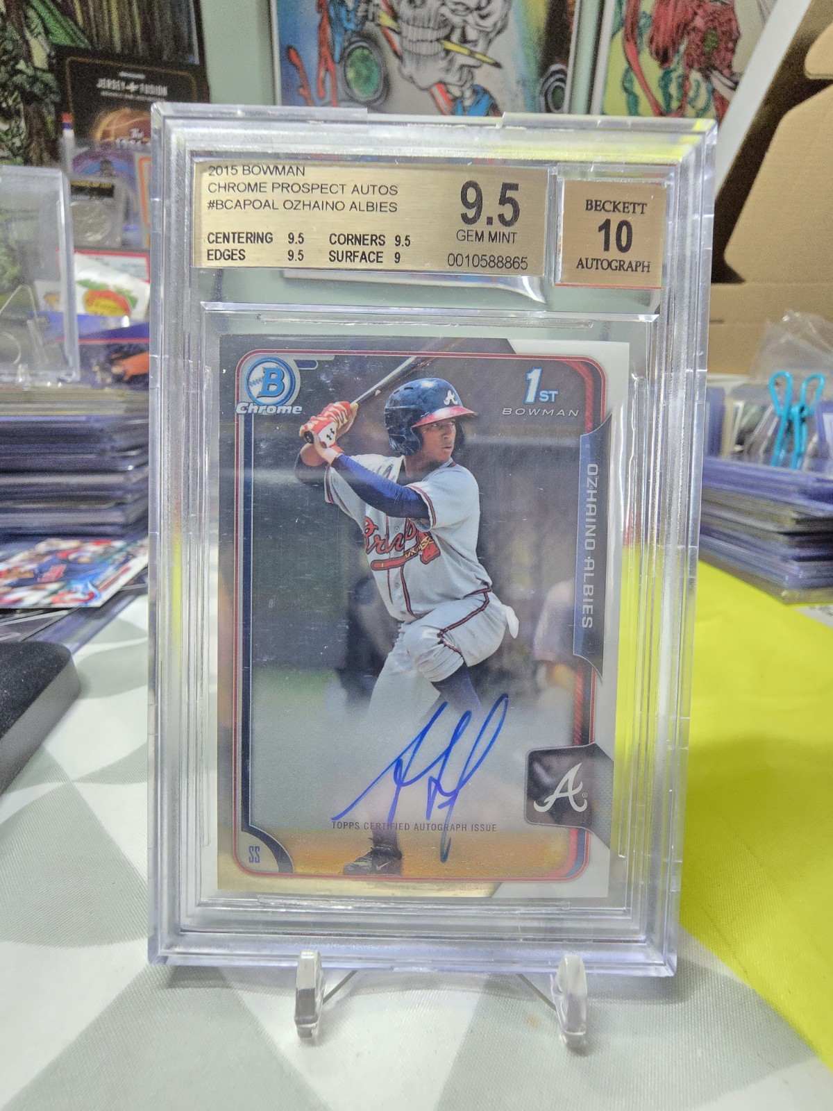 2015 Bowman Chrome Ozhaino Ozzie Albies Auto BGS 9.5-10 Rookie #BCAP-OAL Braves
