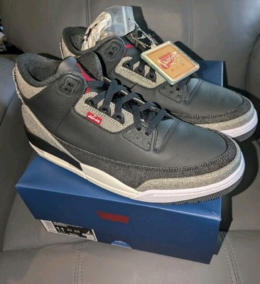 Size 11 - Levi's x Air Jordan 3 Retro SP Black Denim Brand New Og