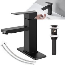 Black Bathroom Faucet Single Handle One Hole Bathroom Faucet with Pop Up Drain