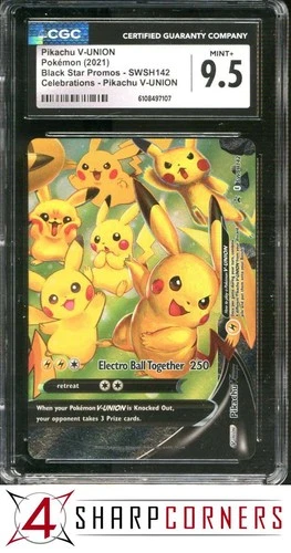 2021 POKEMON BLACK STAR PROMOS CELEBRATIONS PIKACHU V-UNION #SWSH142 CGC 9.5