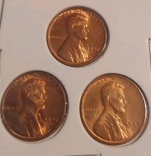 Total Three 1947 P D S Lincoln Wheat Penny Red 1c Gembu 3 Pc Collection Freepost