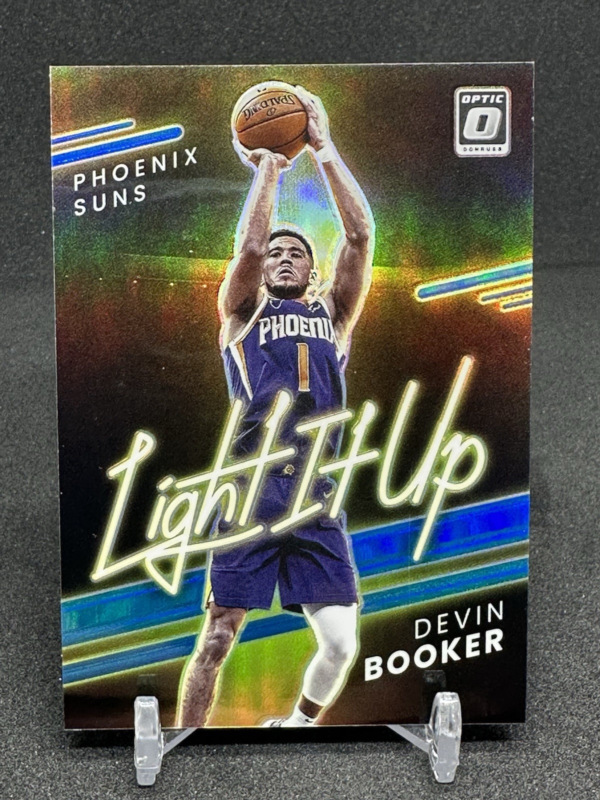 2021-22 Panini Donruss Optic - Light It Up Devin Booker #5 Blue Prizm /49
