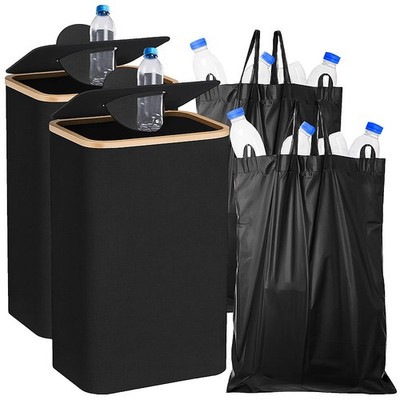 infactory 2er-Set Pfandflaschensammelbehälter mit integrierter Tragetasche,100 L