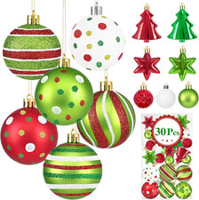 30Pcs Christmas Ball Ornaments, Red and Green Christmas Ornaments, Christmas Tre
